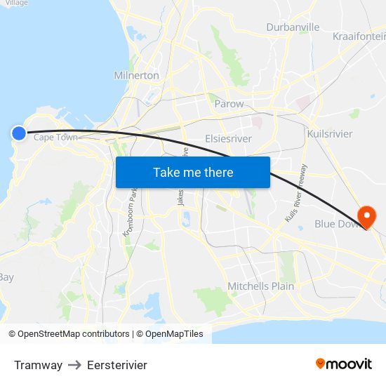 Tramway to Eersterivier map
