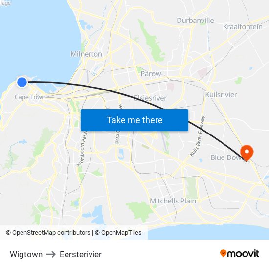 Wigtown to Eersterivier map
