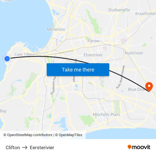 Clifton to Eersterivier map
