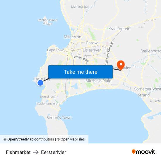 Fishmarket to Eersterivier map