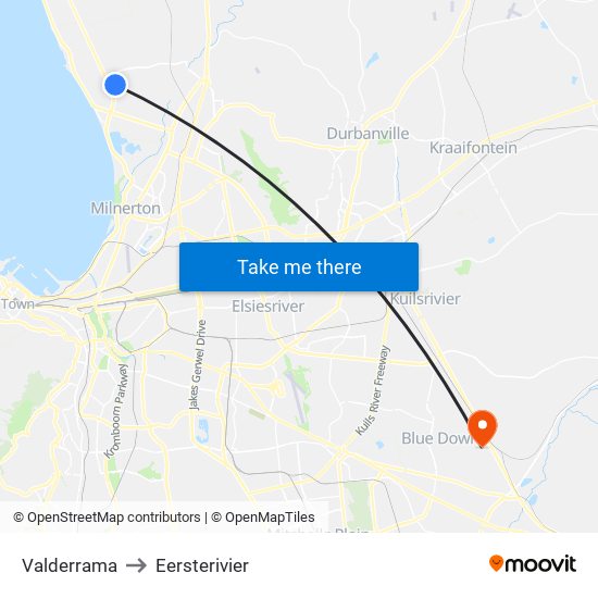 Valderrama to Eersterivier map