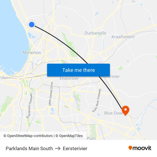 Parklands Main South to Eersterivier map