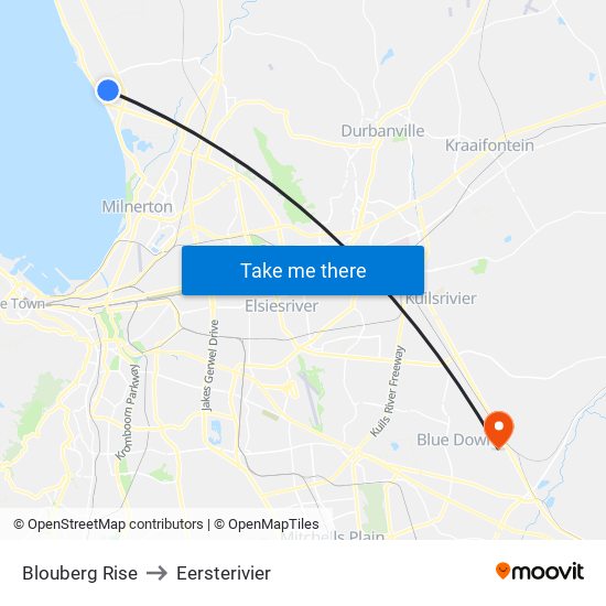 Blouberg Rise to Eersterivier map