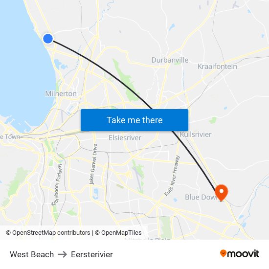 West Beach to Eersterivier map