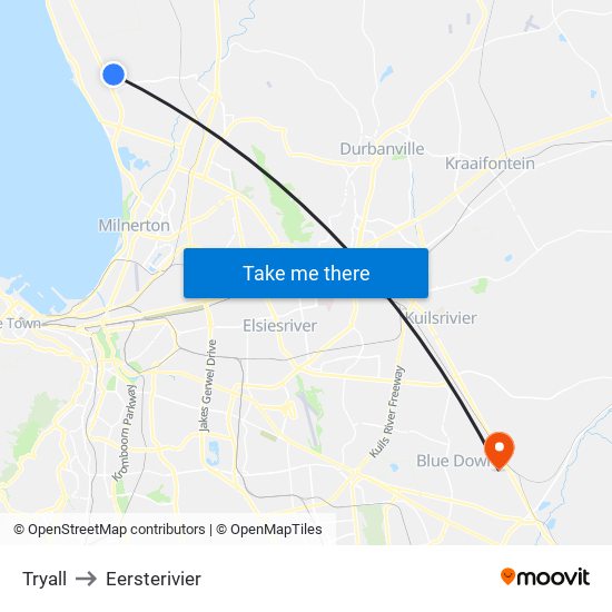 Tryall to Eersterivier map