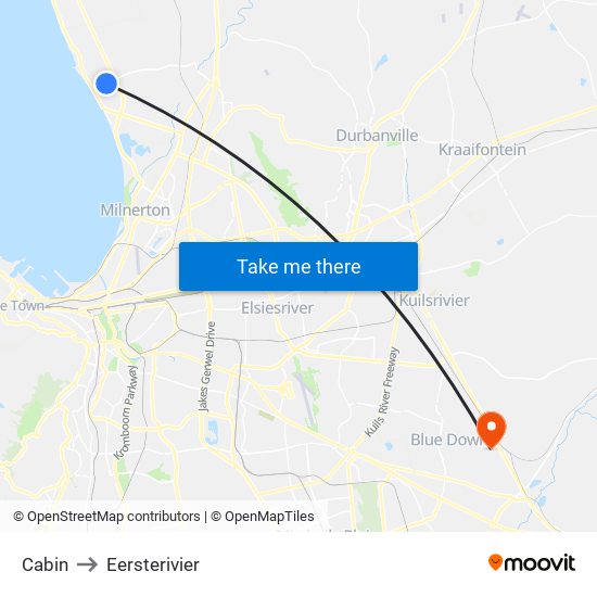 Cabin to Eersterivier map