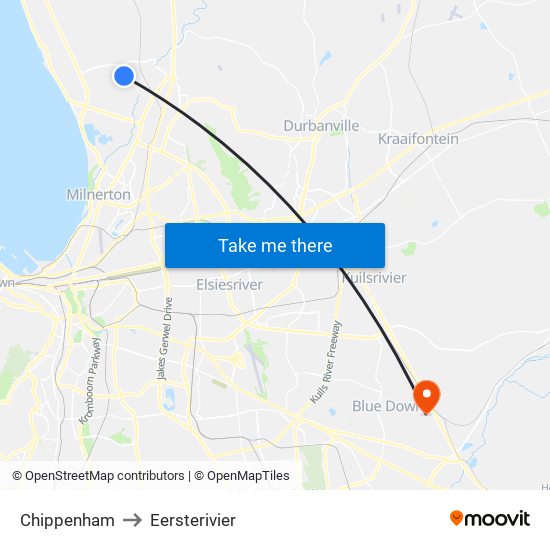 Chippenham to Eersterivier map