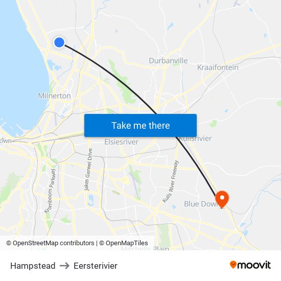 Hampstead to Eersterivier map
