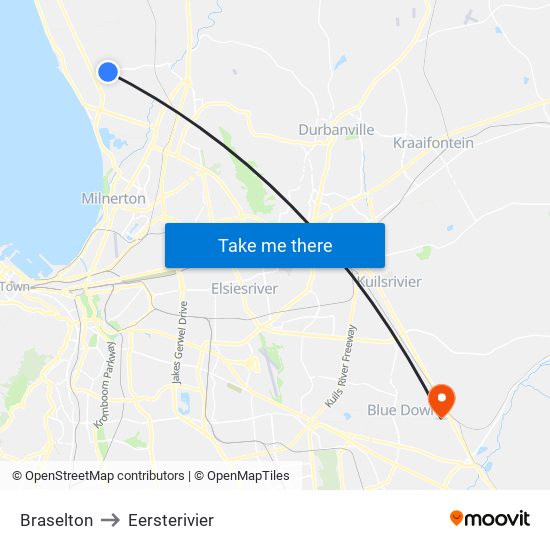 Braselton to Eersterivier map