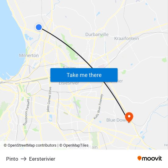 Pinto to Eersterivier map
