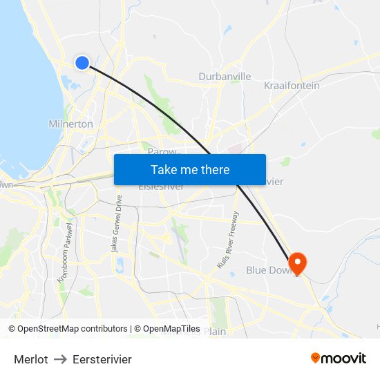 Merlot to Eersterivier map