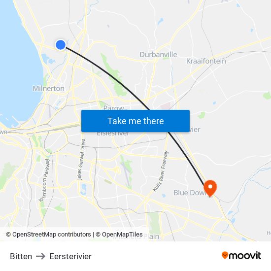Bitten to Eersterivier map