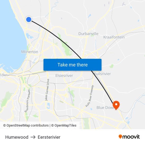 Humewood to Eersterivier map
