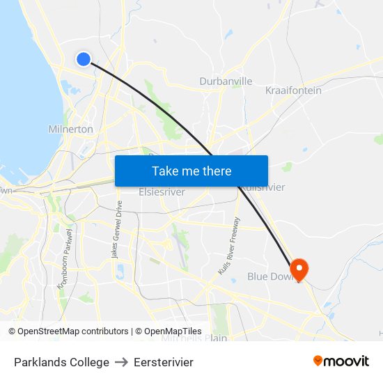 Parklands College to Eersterivier map