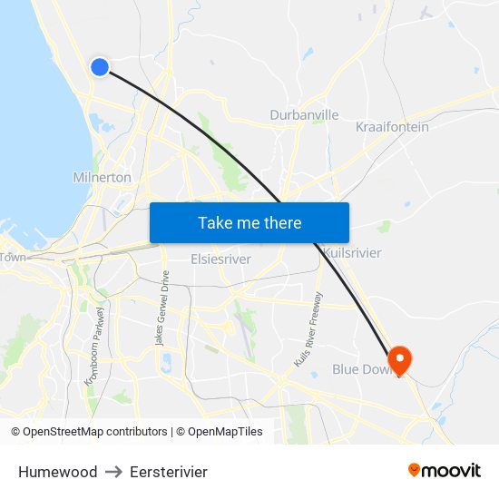 Humewood to Eersterivier map