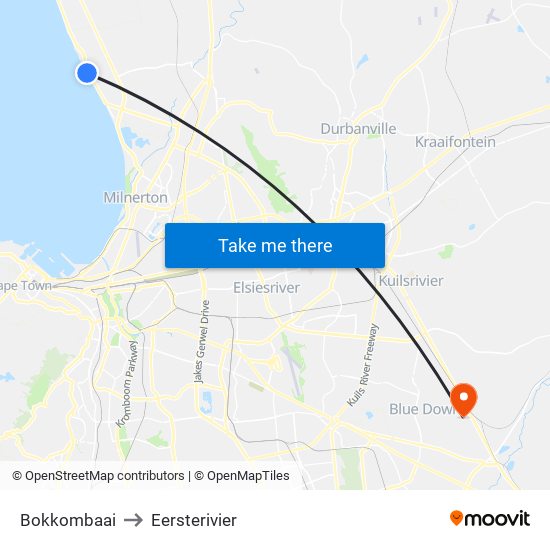 Bokkombaai to Eersterivier map