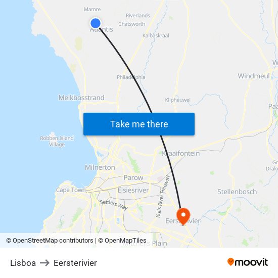 Lisboa to Eersterivier map