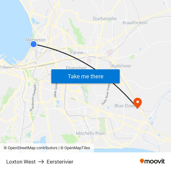 Loxton West to Eersterivier map