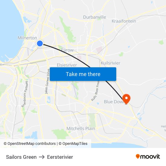 Sailors Green to Eersterivier map