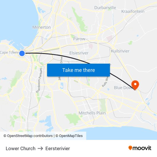 Lower Church to Eersterivier map