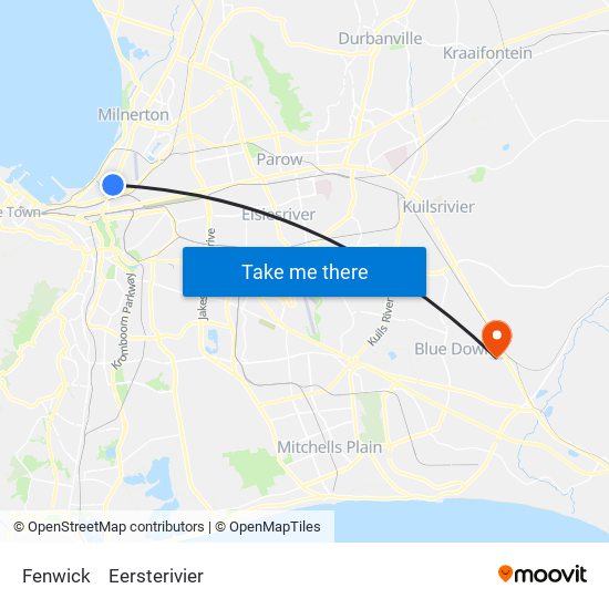 Fenwick to Eersterivier map