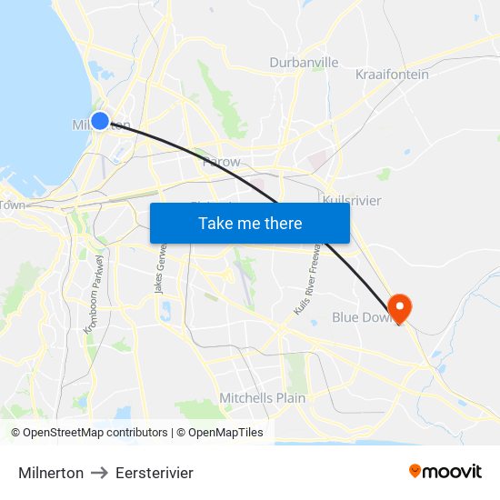 Milnerton to Eersterivier map