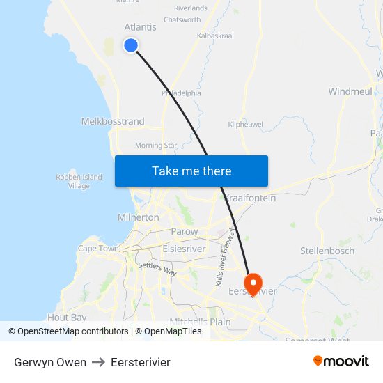 Gerwyn Owen to Eersterivier map