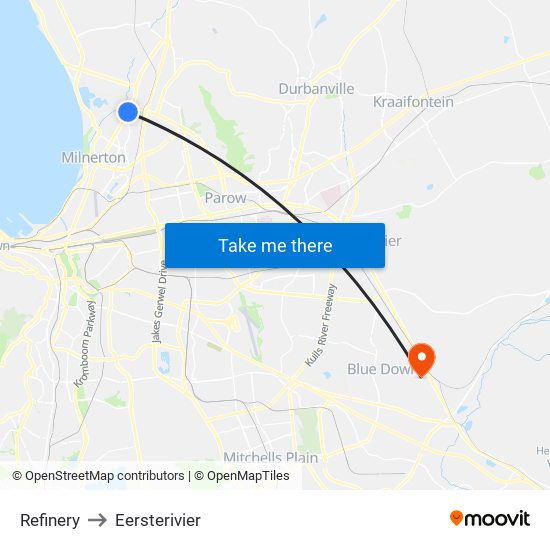 Refinery to Eersterivier map