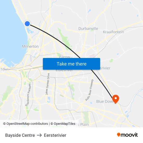 Bayside Centre to Eersterivier map