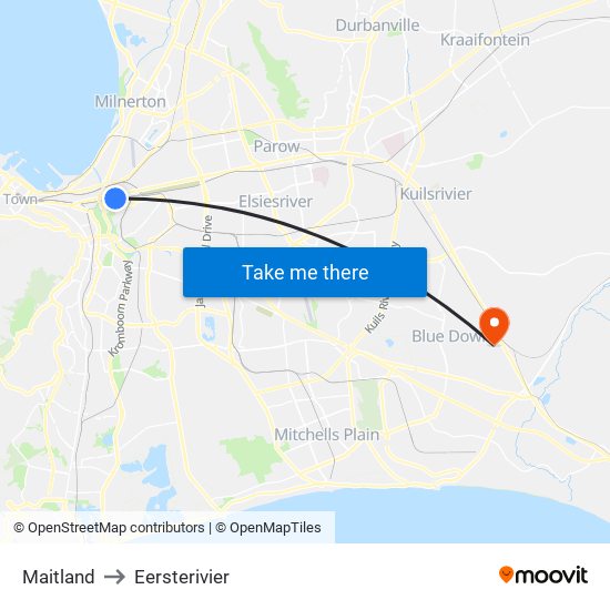 Maitland to Eersterivier map