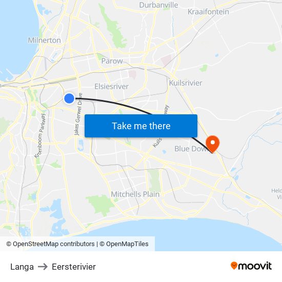 Langa to Eersterivier map