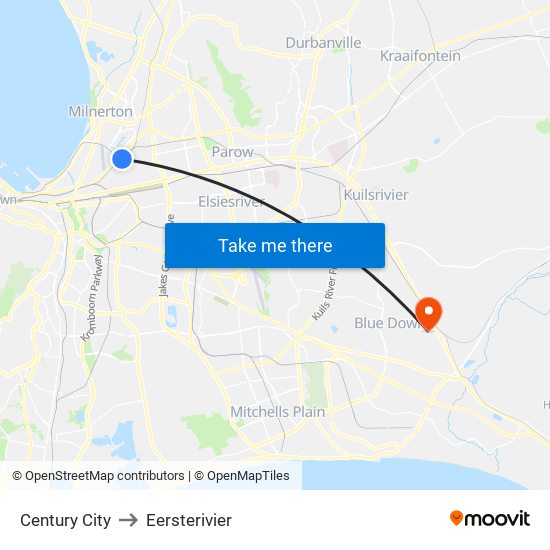 Century City to Eersterivier map