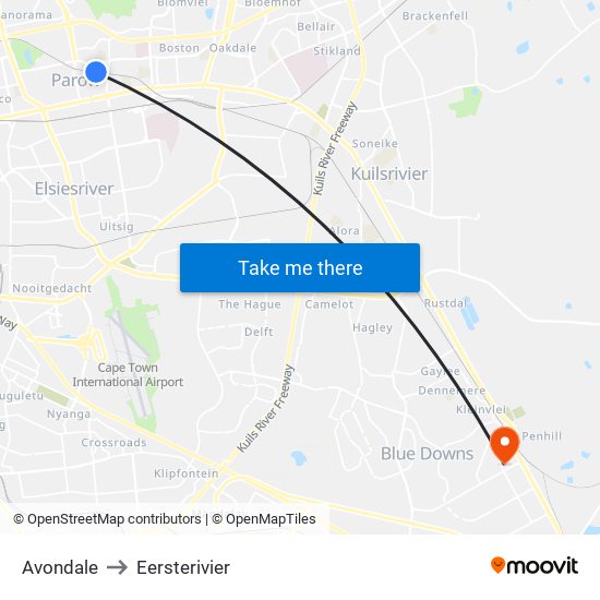 Avondale to Eersterivier map