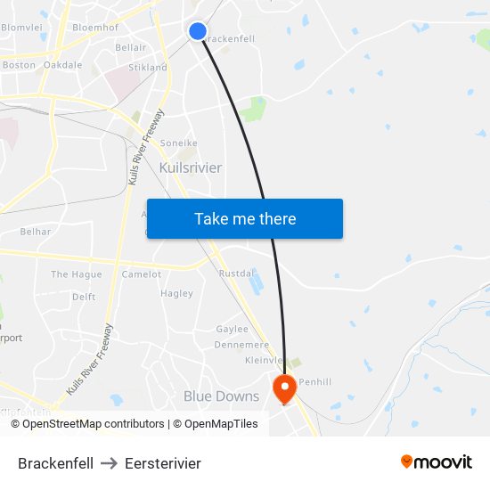 Brackenfell to Eersterivier map