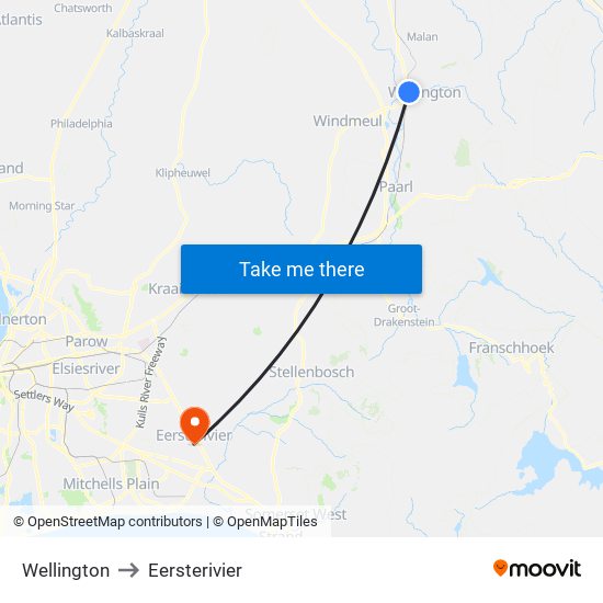 Wellington to Eersterivier map