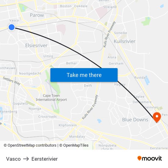 Vasco to Eersterivier map