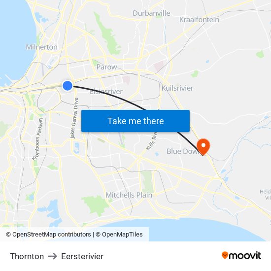 Thornton to Eersterivier map