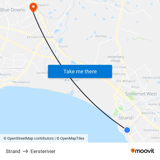 Strand to Eersterivier map