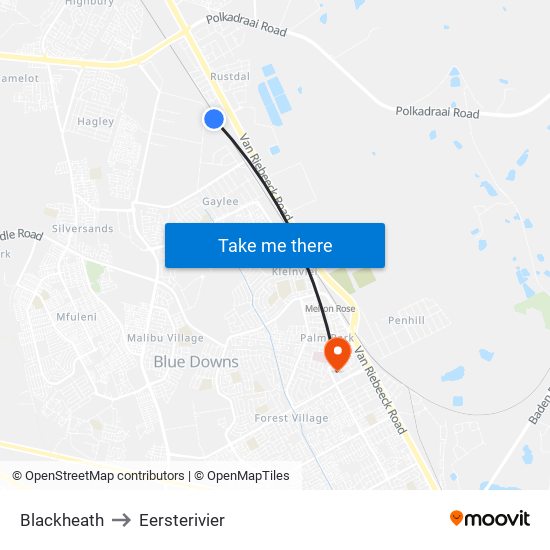 Blackheath to Eersterivier map