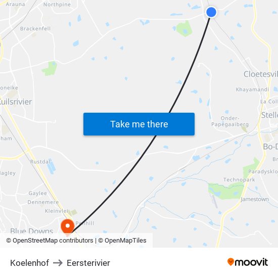Koelenhof to Eersterivier map