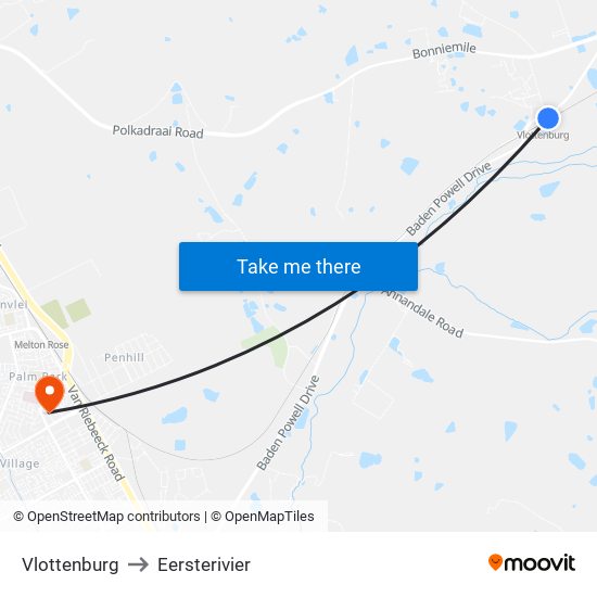 Vlottenburg to Eersterivier map