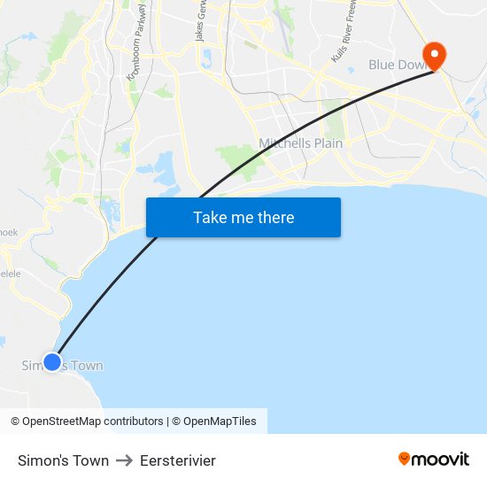 Simon's Town to Eersterivier map