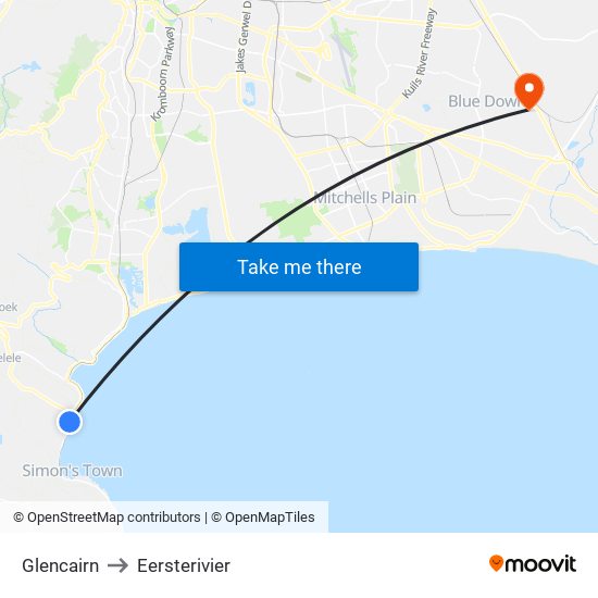 Glencairn to Eersterivier map