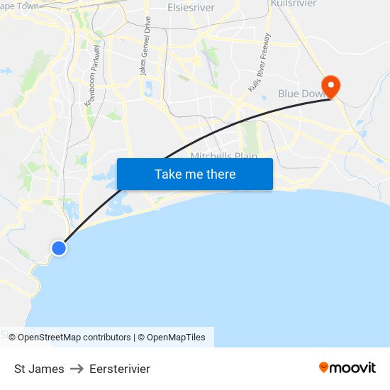 St James to Eersterivier map