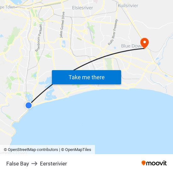 False Bay to Eersterivier map