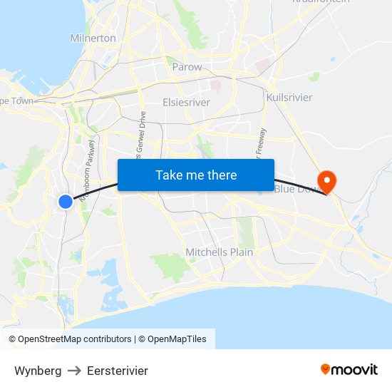 Wynberg to Eersterivier map