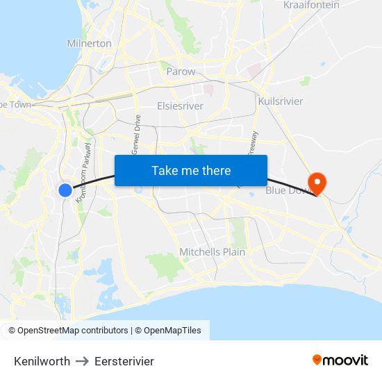 Kenilworth to Eersterivier map