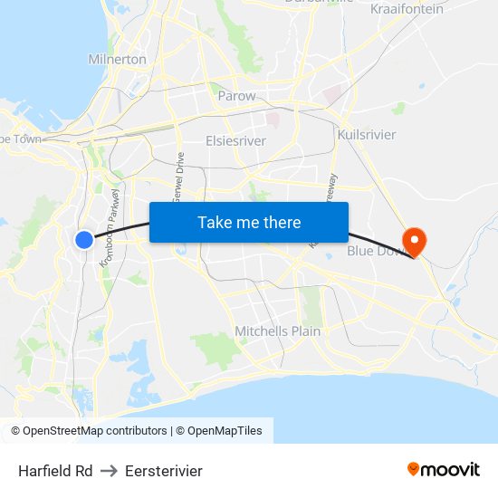 Harfield Rd to Eersterivier map