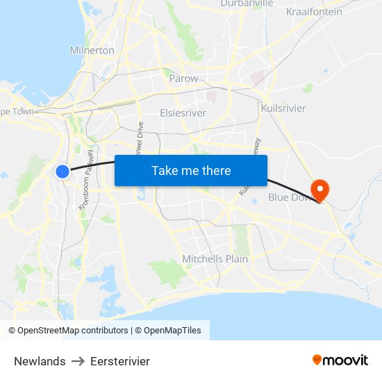 Newlands to Eersterivier map