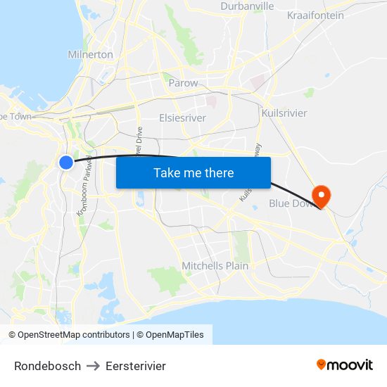 Rondebosch to Eersterivier map